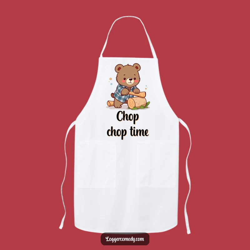 Funny Bear Flannel Apron: Cute Kitchen Chopping Wear, Humorous Funny Gift!
