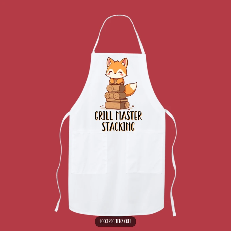 Funny Fox Stacking Logs Apron - Kitchen Organization Humor Gift!