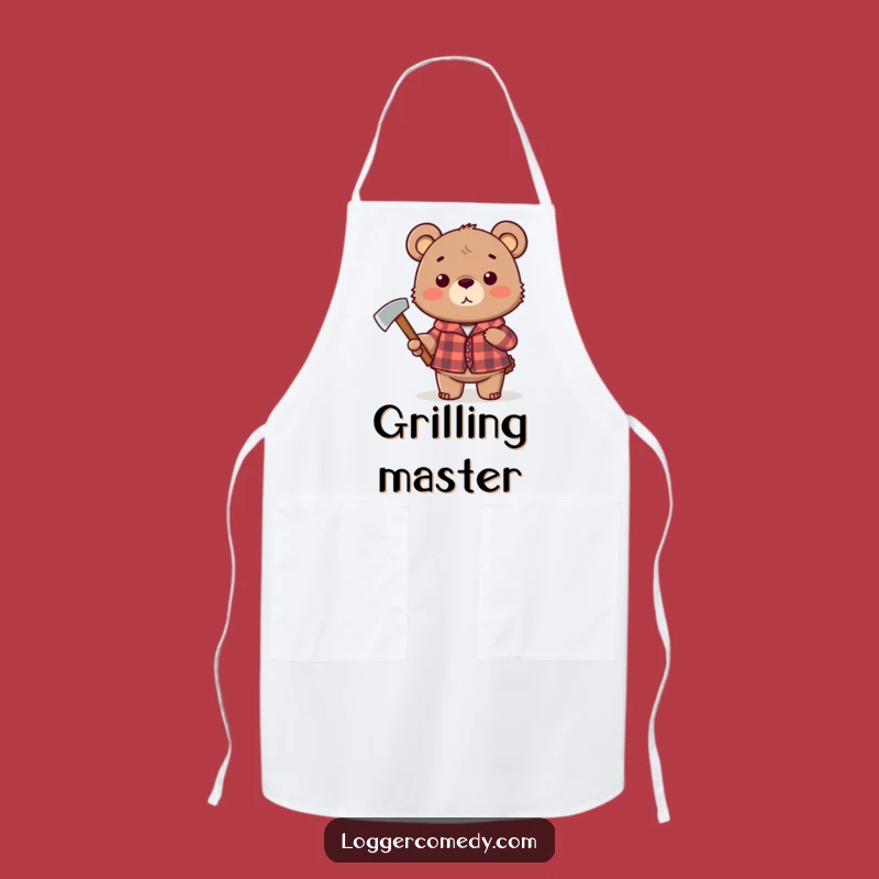 Funny Plaid Bear Axe Apron - Kitchen Humor Gift for Grill Masters!