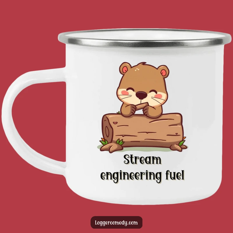 Funny Kawaii Beaver Log Camping Mug - Outdoor Humor for Builders!