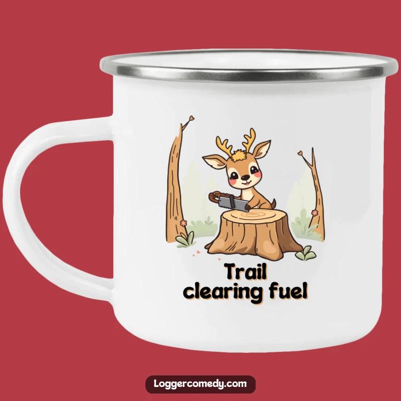 Funny Smiling Deer Saw Camping Mug - Outdoor Humor Gift for DIY Fans!