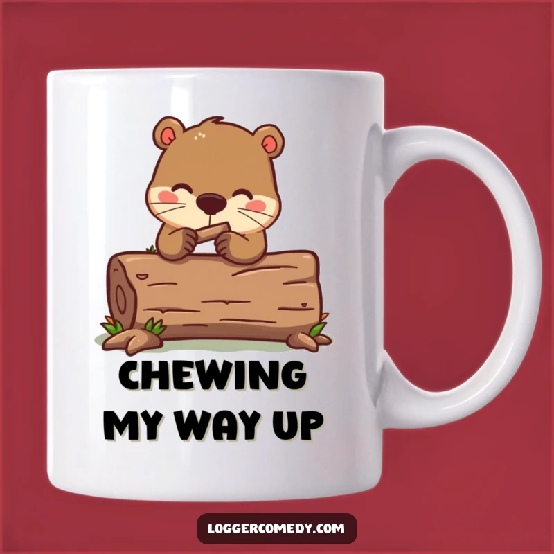 Funny Kawaii Beaver Log Mug - Hilarious Gift for Busy Builders!