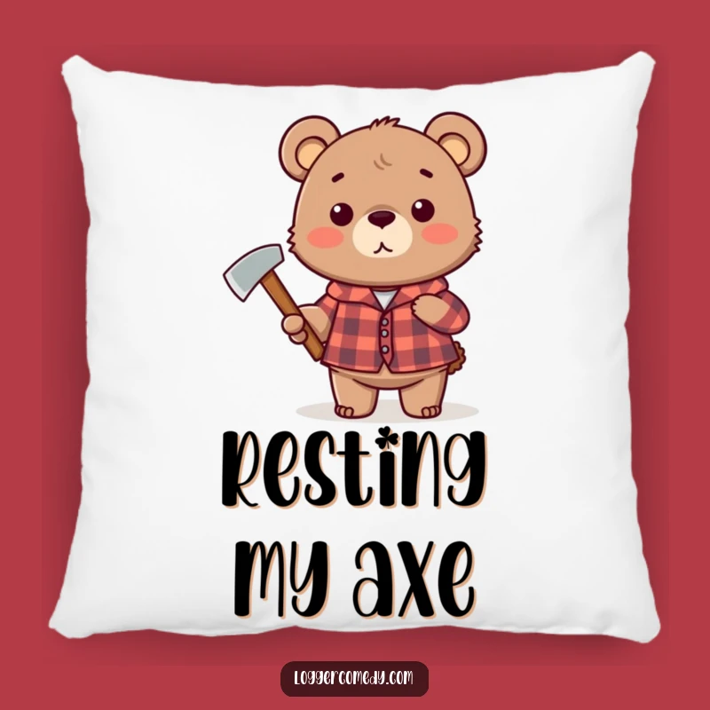 Funny Plaid Bear Axe Pillow - Comfy Humorous Gift for Cozy Homes!