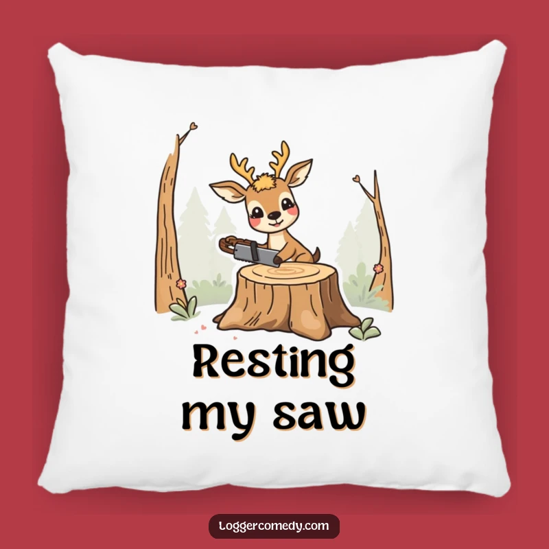 Funny Smiling Deer Saw Pillow - Comfy Humor for Your Sofa!