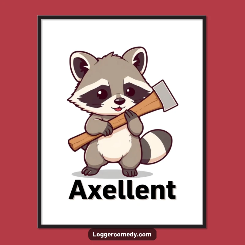 Funny Raccoon Axe Digital Print: Playful Art, Humorous Funny Gift!