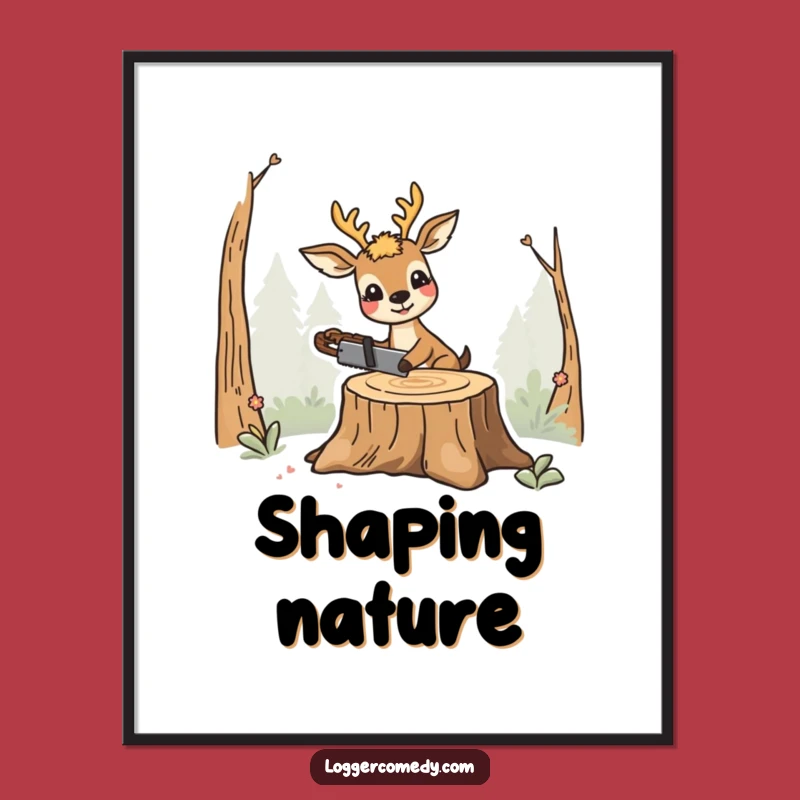 Funny Smiling Deer Saw Digital Art - Instant Woodland Humor Decor!