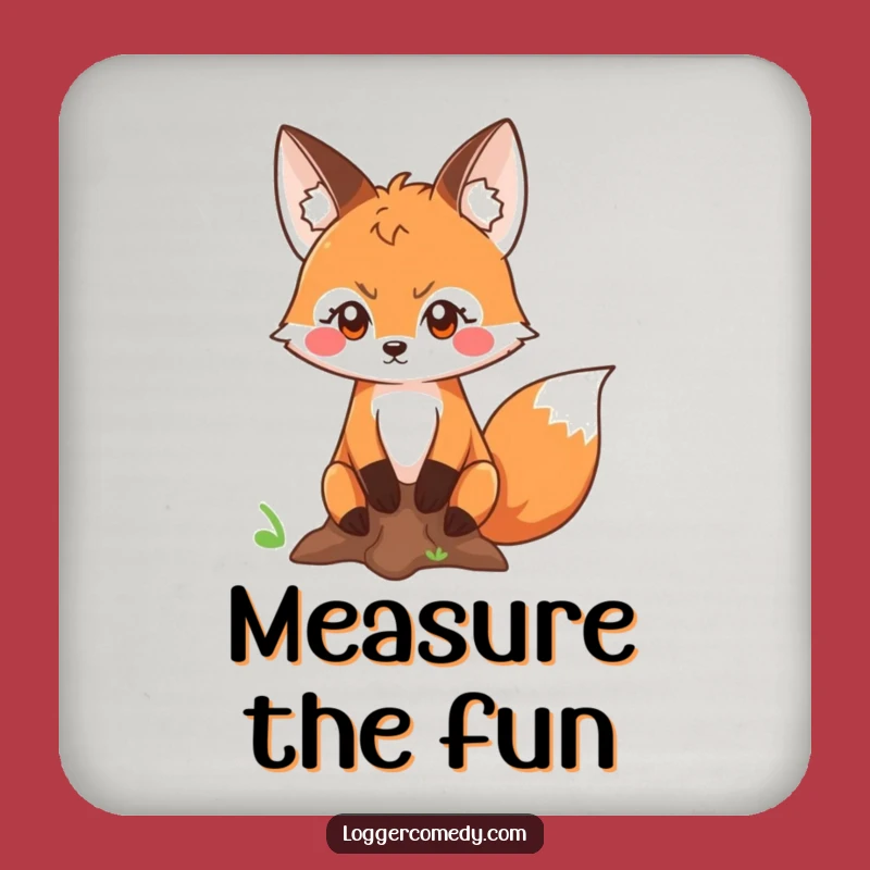 Funny Fox Measuring Coaster Set: Determined Wood Decor, Humorous Funny Gift!