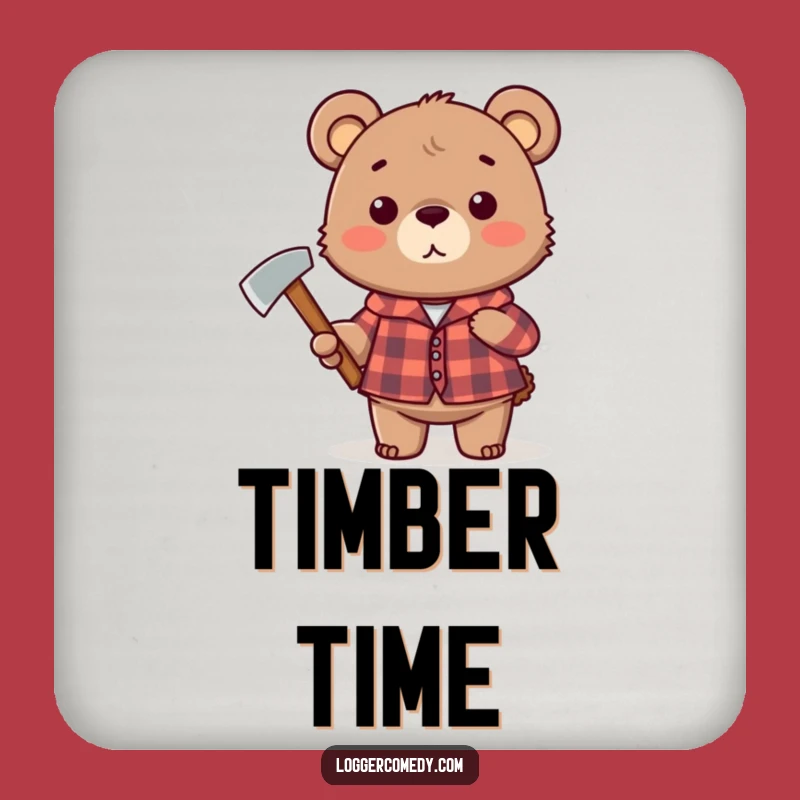 Funny Plaid Bear Axe Coaster - Protect Tables with Humorous Style!