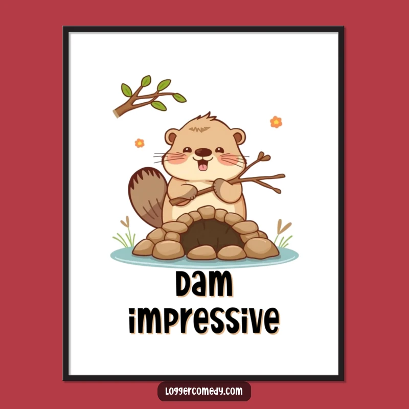 Funny Beaver Dam Poster: Enthusiastic Art Print, Humorous Funny Gift!