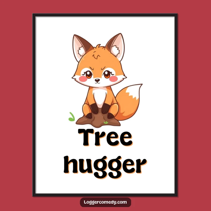 Funny Fox Measuring Poster: Determined Art Print, Humorous Funny Gift!
