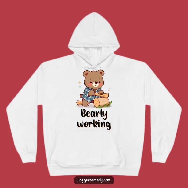 Funny Bear Flannel Hoodie: Cozy Chopping Bear Apparel, Perfect Funny Gift!