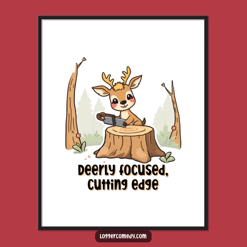 Free Printable Deer Wall Art: Funny Saw Stump DIY Downloadable Decor