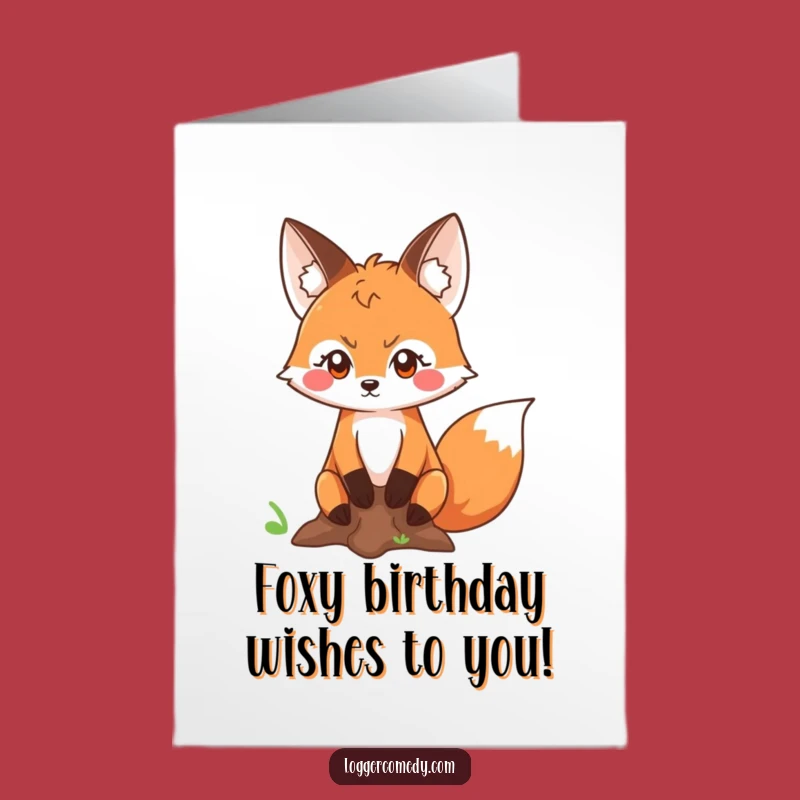 Free Printable Birthday Card: Funny Fox Measuring Tree - Clever Download!