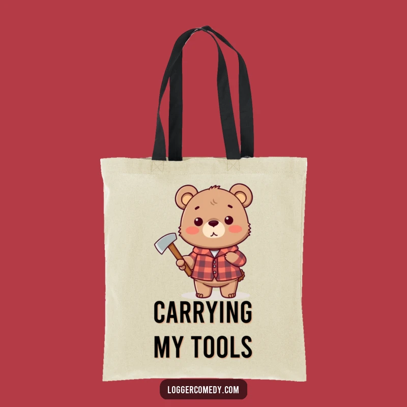 Funny Plaid Bear Axe Tote Bag - Carry Humorously, Gift Hilariously!