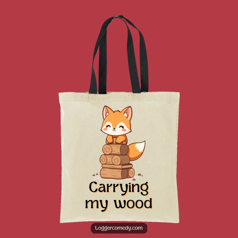 Funny Fox Stacking Logs Tote Bag - Carry Your Essentials Neatly!
