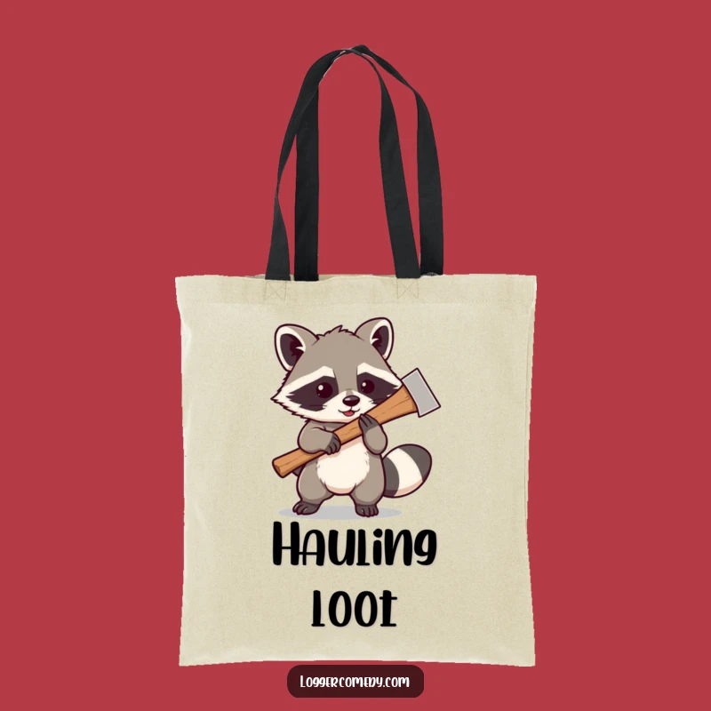 Funny Raccoon Axe Tote Bag: Playful Bandit Carry-All, Humorous Funny Gift!